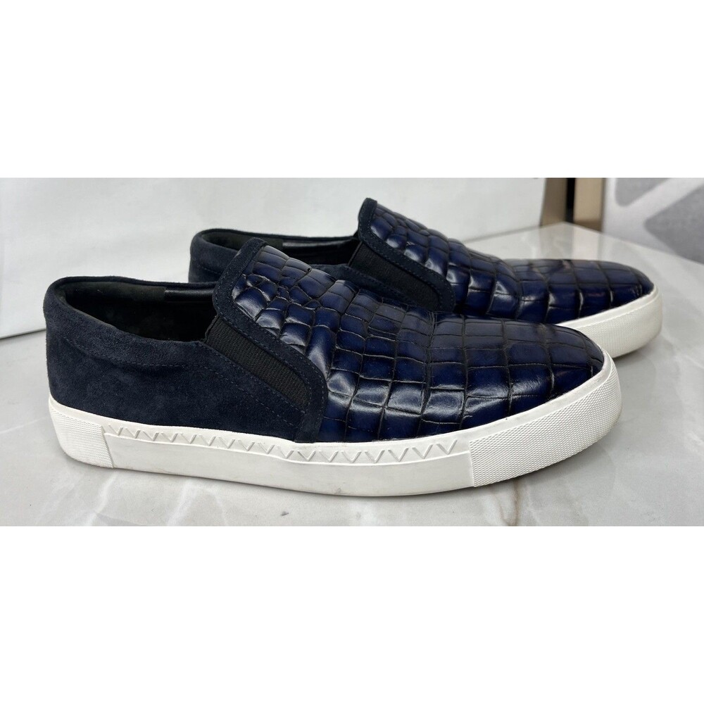 VIA SPIGA MALIAH CROC Flats Loafers Slip On  Sneakers Wmn Shoes 8.5 Navy Leather